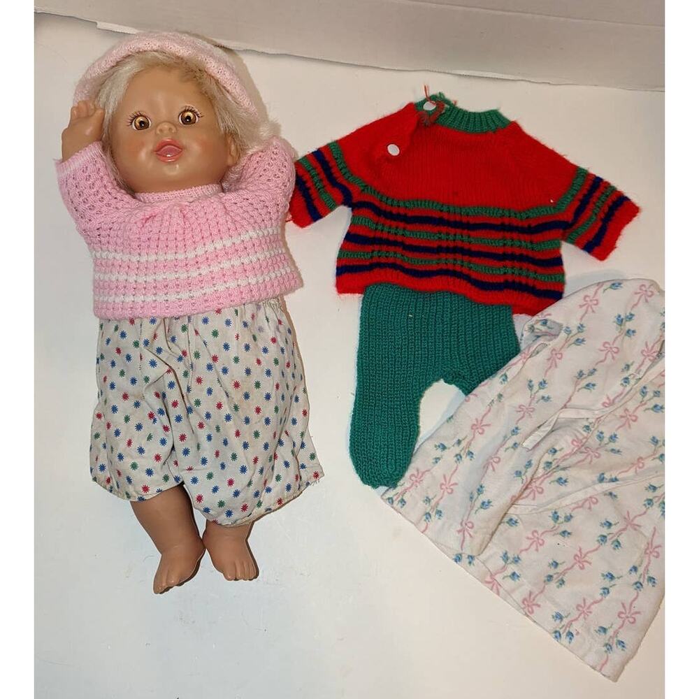 Vintage 2006 14" Fisher Price Little Mommy Vinyl Doll Outfits Cloth body